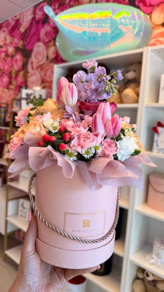 Sweet Bloom Box – Pastel Floral Box with Tulips & Roses | Flowland